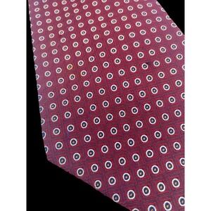 Polo Ralph Lauren Tie Silk Made by Hand Burgundy Red Textured Polka Dot Necktie